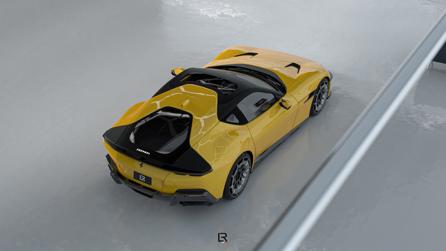 LOMA-Refined-Ferrari-12Cilindri-Giallo-Montecarlo-rear-view-of-the-carbon-widebody-kit--with-22-inch-wheels-downpipe-and-stage-2-tuning