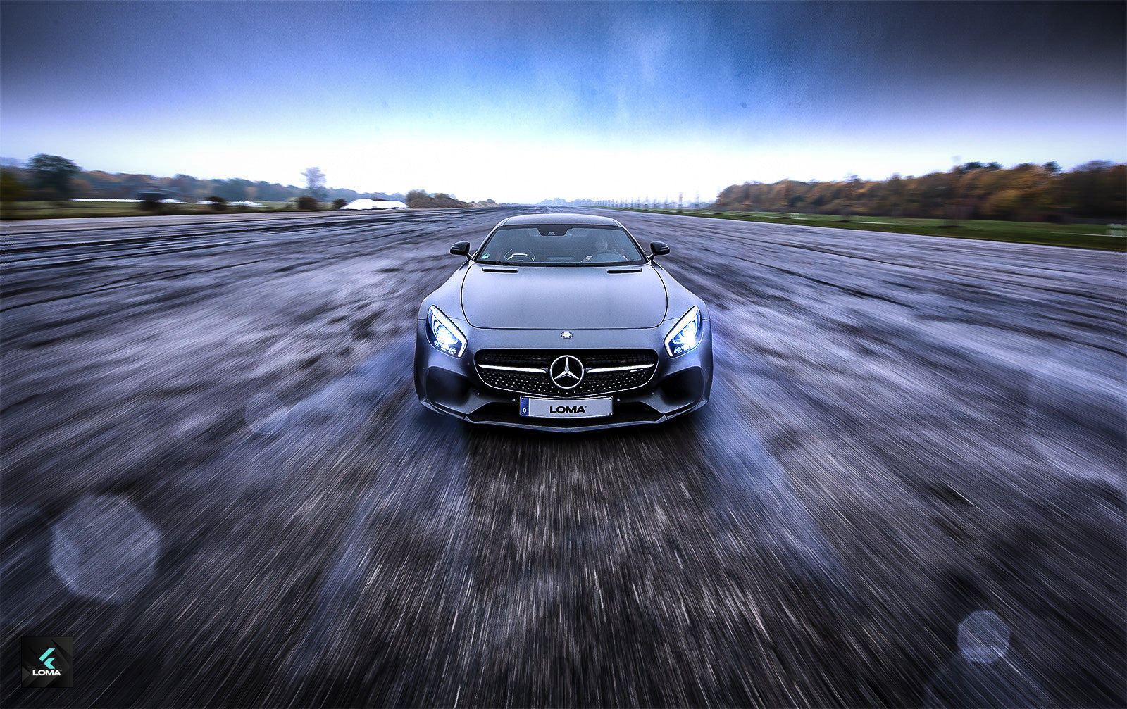 Mercedes AMG GT demonstrating custom offsets with LOMA rims.