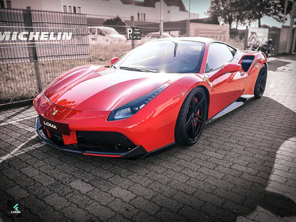 Elegant LOMA Forged SP1 performance wheels on a Ferrari 488 GTB, rear view